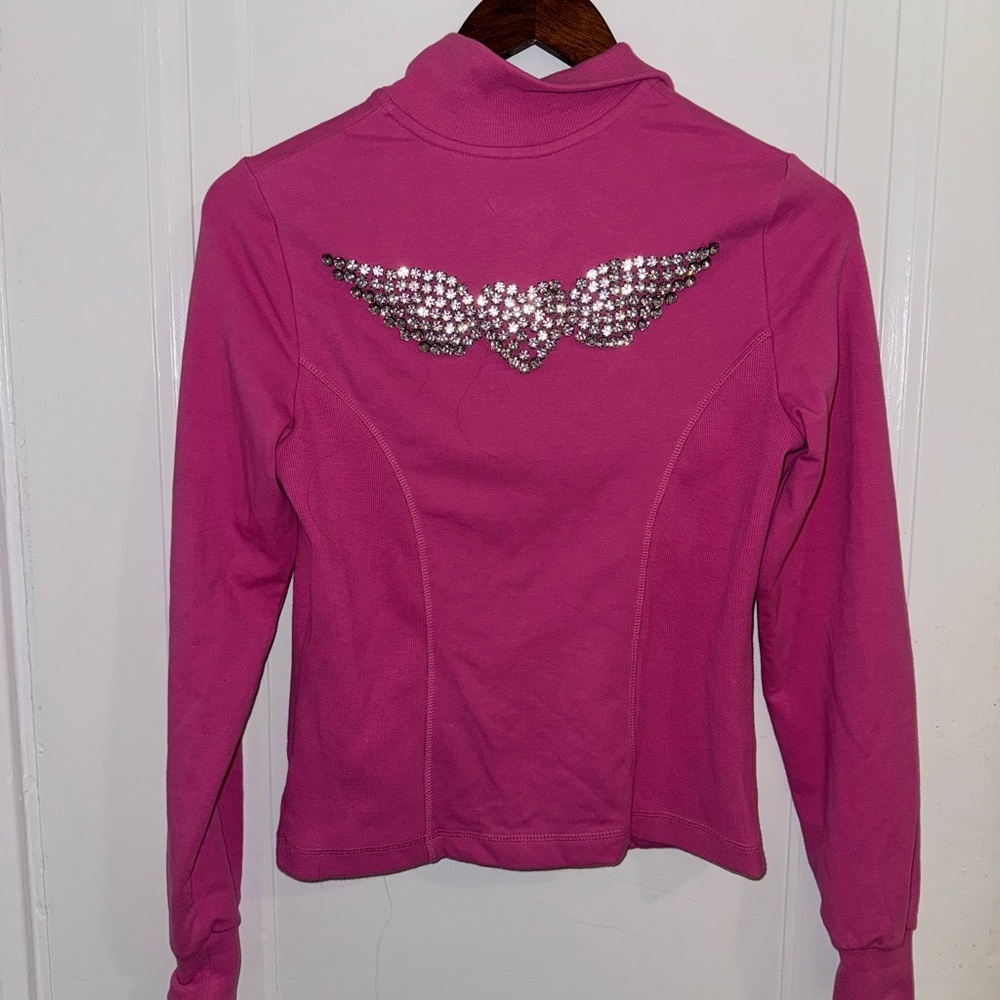 Vintage - Bebe Sport Pink Embellished Fitted Hoodie